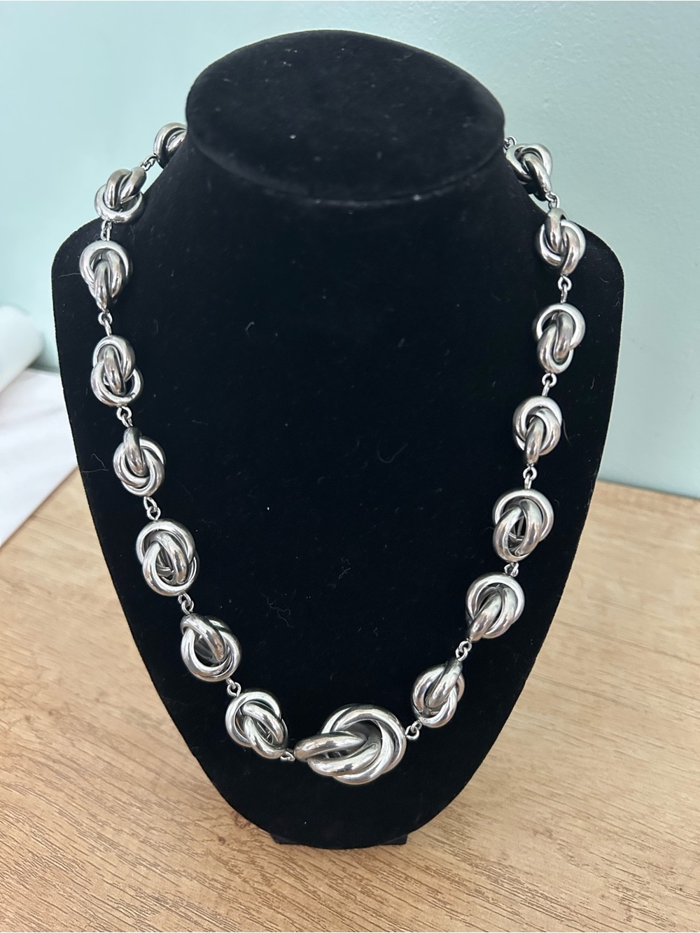 Silver Knot Link Statement Necklace - Women's Jewelry